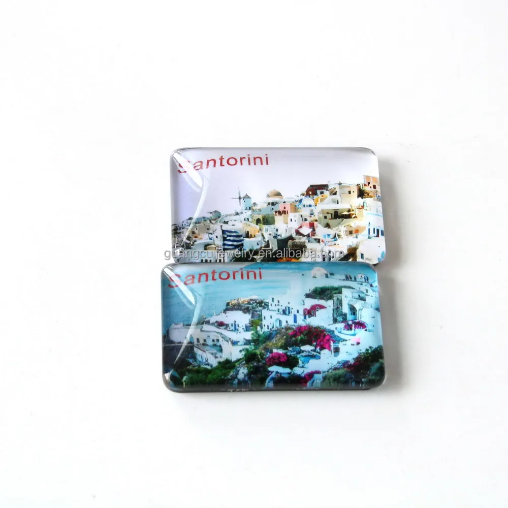 Wholesale custom logo Santorini Greece souvenir crystal sublimation fridge magnet