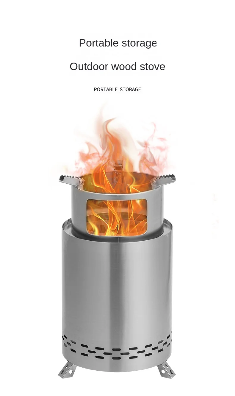 Outdoor wood stove picnic camping equipment outdoor heating stove travel barbecue stove bbq grill