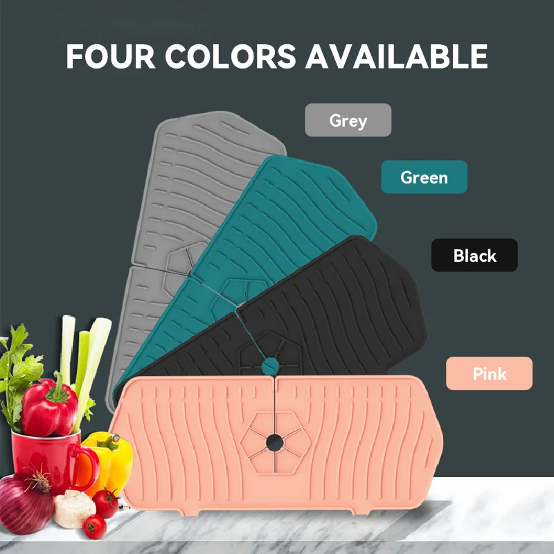 Washable Kitchen Sink Splash Guard Draining Pads Fast Drying Faucet Water Splash Catcher Silicone Faucet Mat For Sink Splash