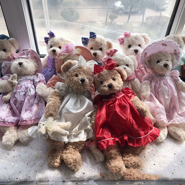 Cute small teddy bear doll girl heart dressing bear plush toy pajamas bear doll accompany sleep comfort doll