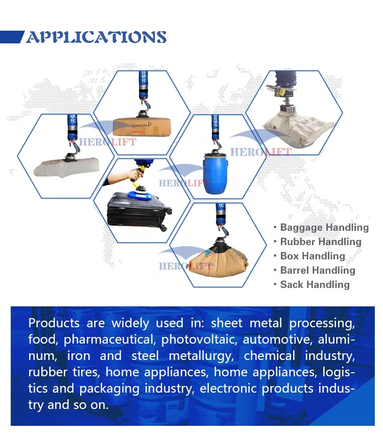 Intelligent Vacuum Suction Cup Pad Lifter vacuum tube lifter for 25kg-100kg carton, sack or plate