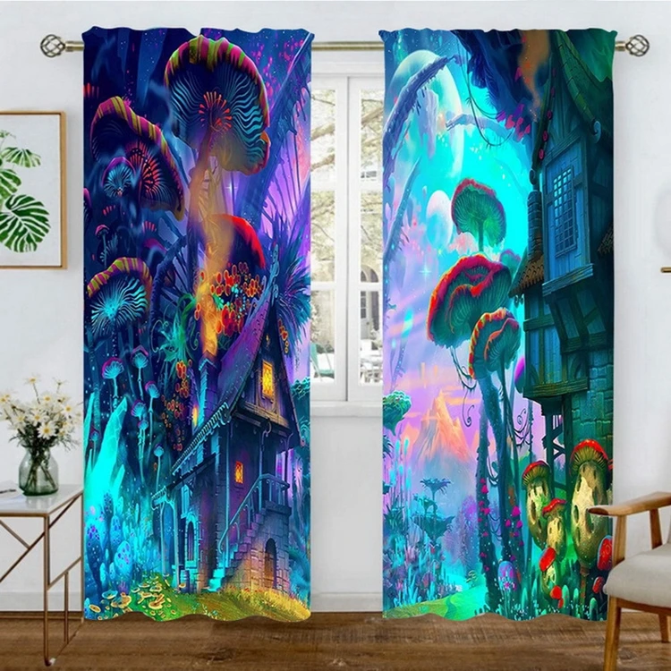 Forest Woodland Foliage Tropical Jungle Curtains, Landscape Print Living Room Bedroom Window Curtain/