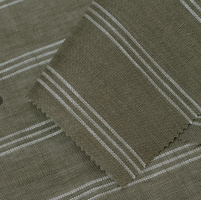 4832 High Quality Woven Color Spinning Linen Sample 100%Linen Striped Fabric For Clothing Shirt