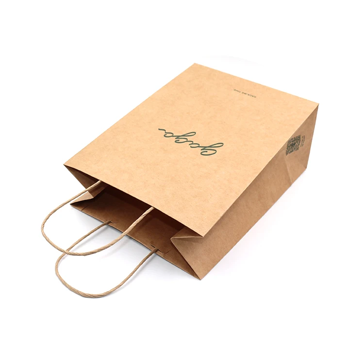 Custom printable logo take out packaging simple kraft tote bag paper bag