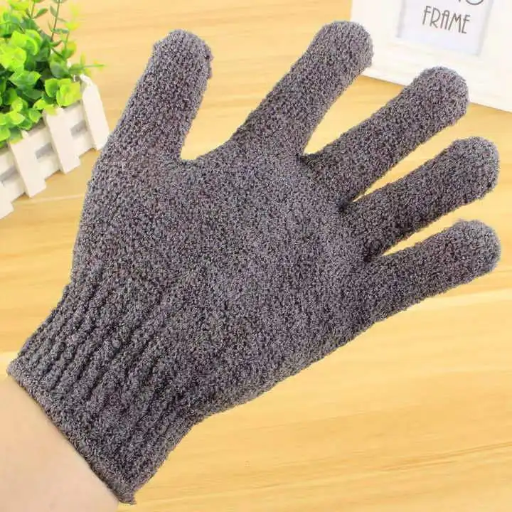 Eco Friendly Bamboo Charcoal Bath Gloves Soft Mesh Body Exfoliating Brushes Glove Mitt