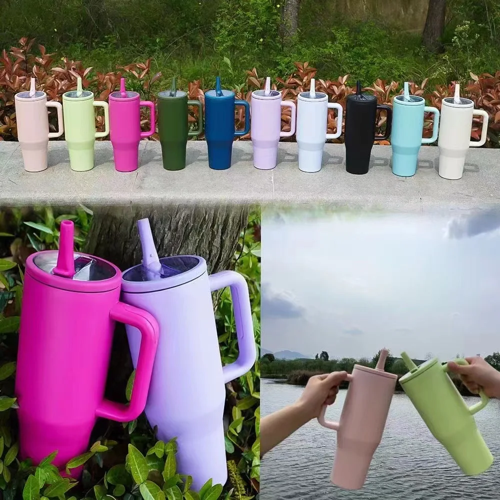 Custom 40oz Vacuum Insulated Cup No Spill Hydro Jug Traveler Stainless Steel Hydrojug Tumbler with Handle and Flip Straw Lid