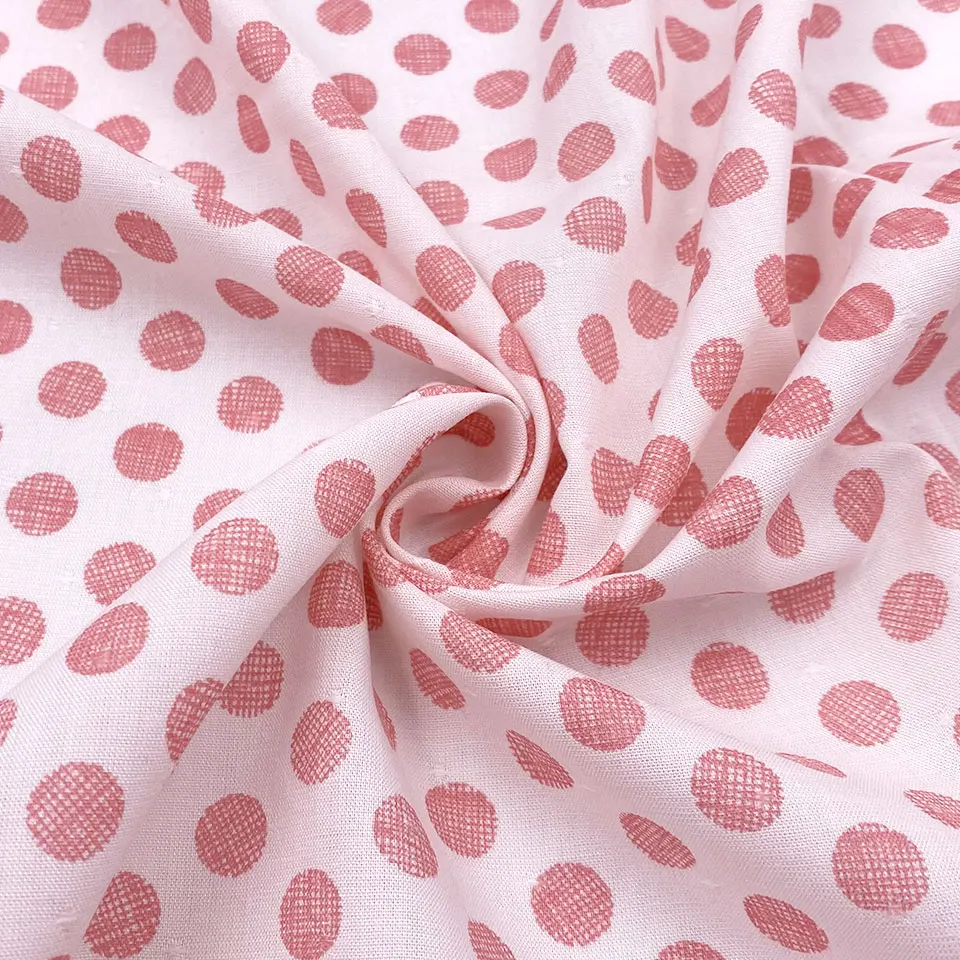 Wholesale lovely green pink line polka dots kids acetate spun rayon viscose printed fabric