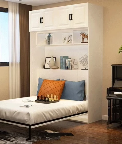 Invisible folding bedside table integrated wall flip-down hidden wall bed Murphy bed flip-up bed