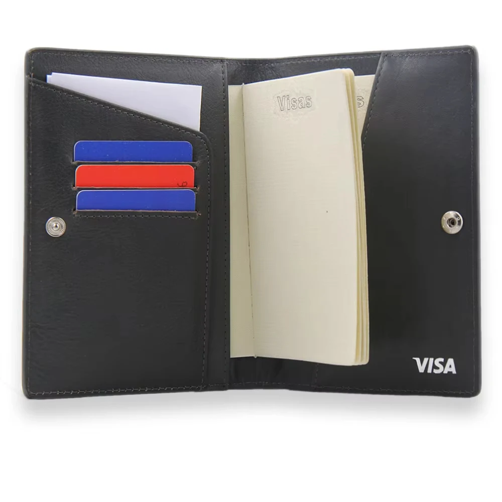 Passport Wallet RFID Blocking Passport Card Slots Holder PU Leather button Closure ID Card Case For Men Women