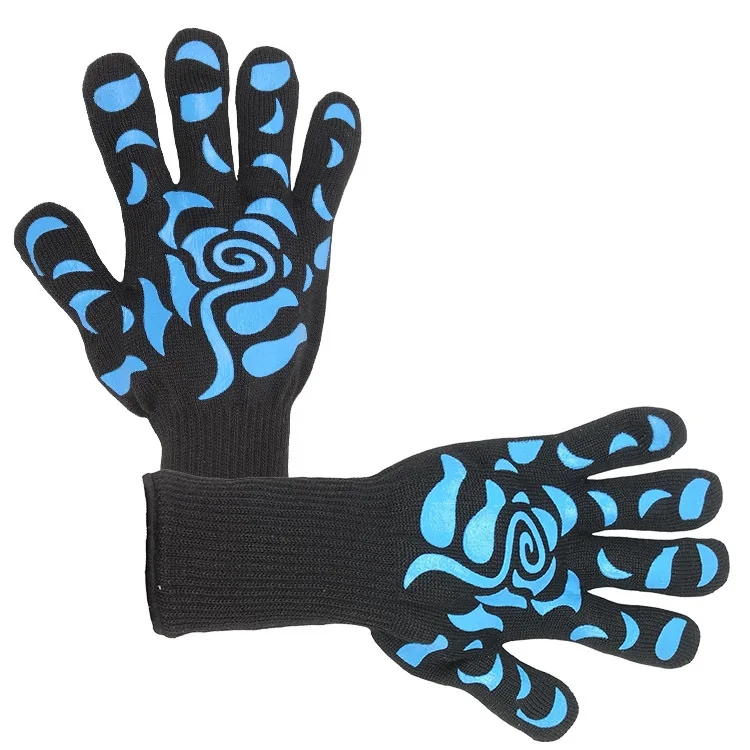 Wear-resistant fire-resistant thermal insulation silicone wear-resistant oven grill kitchen gloves