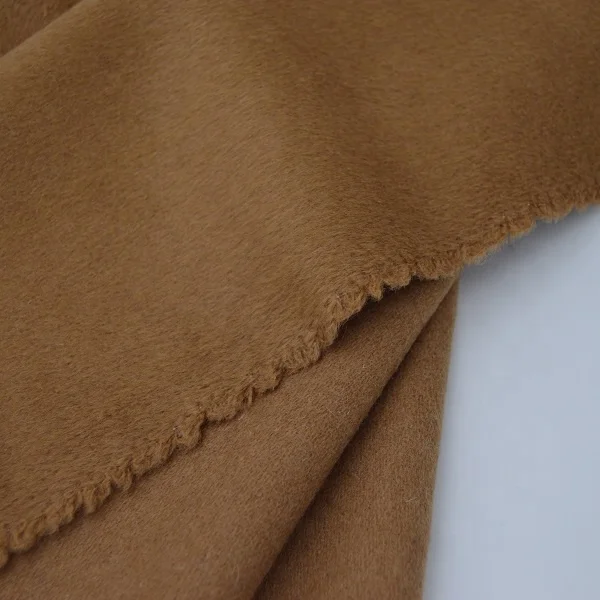 wool60% single face solid woolen cloth one side plain dyed color wool fabric mid weight woven fleece for overcoat dress jacke