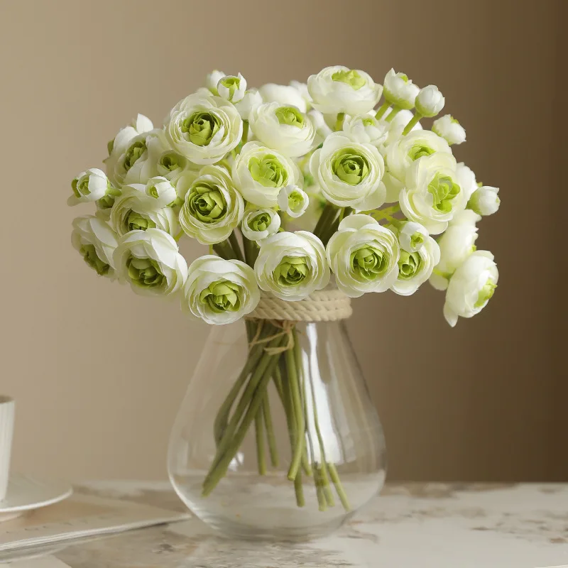 SEASON 6pcs per Bush Small Artificial Camellia Flower Tea Rose Bud Bush for Home  Wedding Decoration Silk Mini Roses Bouquet
