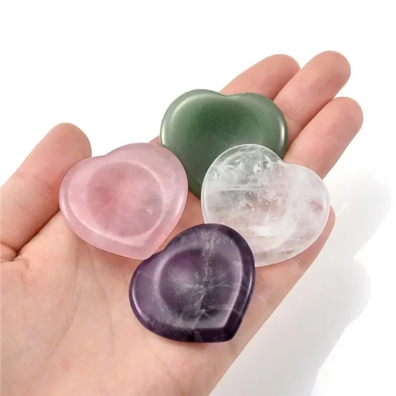 Аметист, розовый кварц, лечебный Хрусталь, Сердце, большой палец, беспокойный камень, пальмовый камень, ручные персонализированные подарки, полированная балансировка рейки