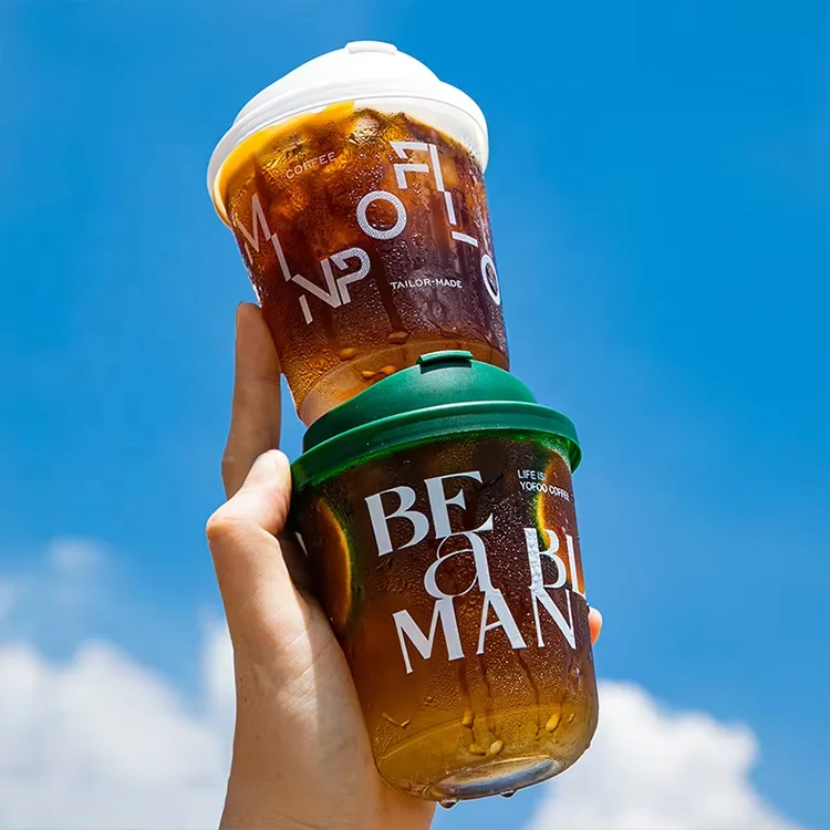 Clear Plastic CupsDisposable Crystal Drinking Cups,PET Plastic Party Cups With Lid for Wine,Juice,Iced Coffee and Cold Drinks