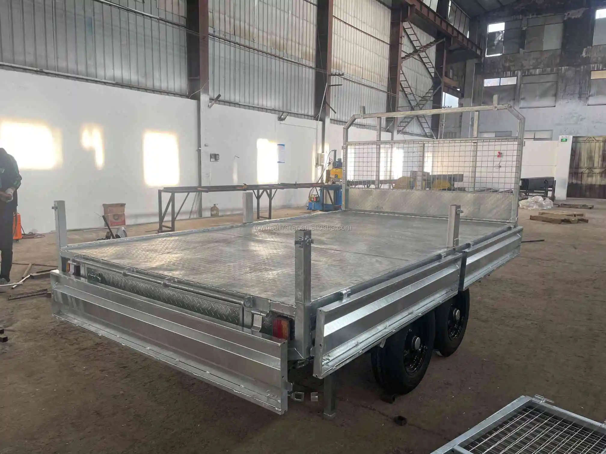 10x6 10x7 12x7  Galvanized Tandem Axle Flatbed Flattop Trailer 2000kg ATM with Headboard