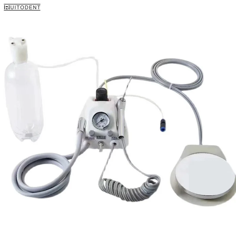 Портативный 4 отверстия Воздушный турбинный блок из нержавеющей стали мини стоматологический доставки с 600 мл воздушным шприцем для воды бутылка