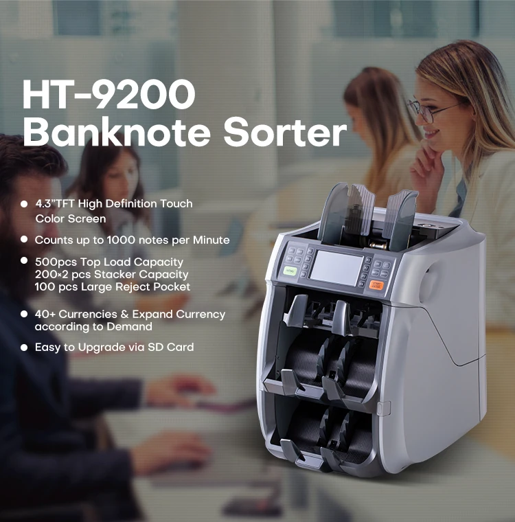 HT-9200 3 Pocket 2+1 Pocket Money Counting Machine Bill Counter Fitness Sorter