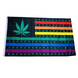holiday flag American  90 * 150cm marijuana leaf rainbow pride weed flag