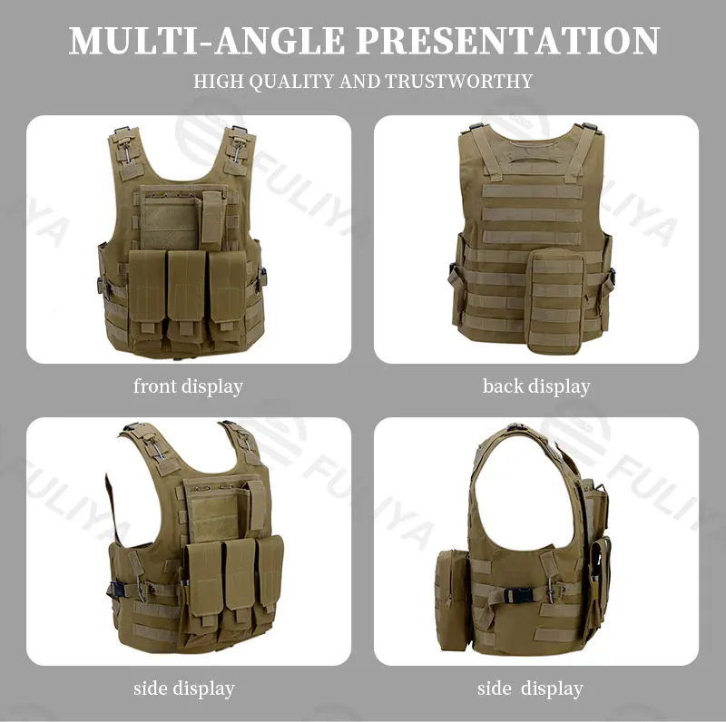 FULIYA Durable Camping Tactical Equipment Vest for Training Functional Sport Tactical Vest Outdoor