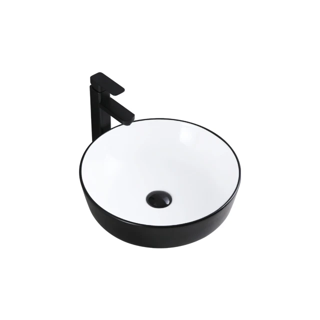 Modern Customized OEM ODM Wastafel Matt Black White Top Art Basin Bathroom Sink Table Ceramic