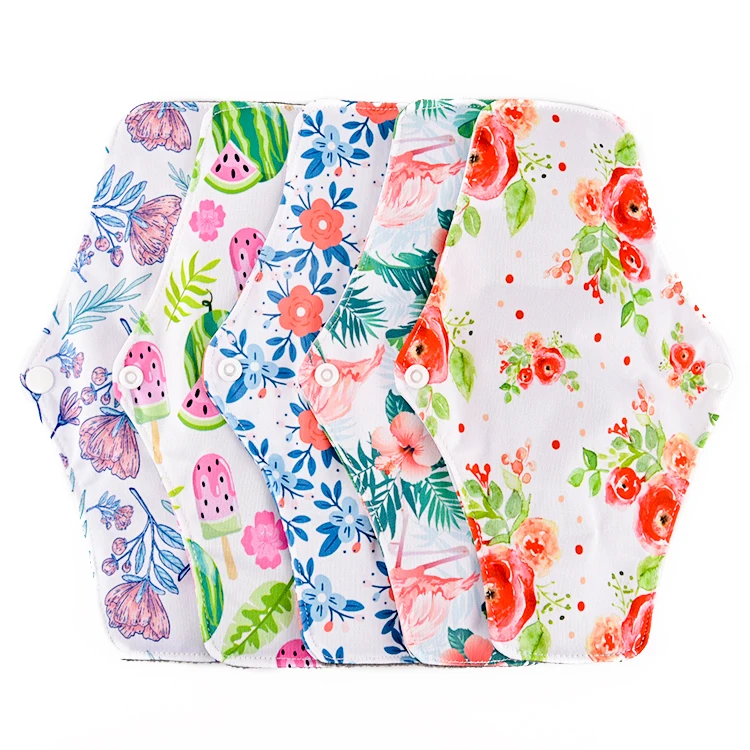 EASYMOM Feminine Monthly Period Panty Liners Custom Waterproof Menstrual Pads Reusable Bamboo Sanitary Cotton Cloth Pads