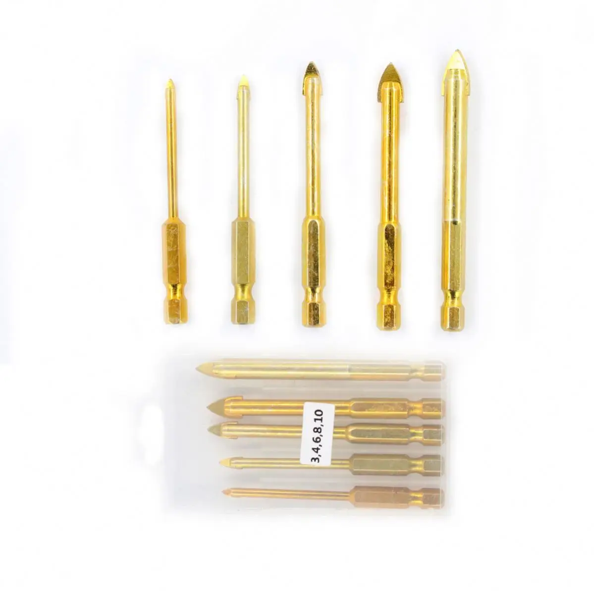 Hexagonal handle Triangle drill set glass tile alloy bit Ceramic bit triangle drill 3-10mm
