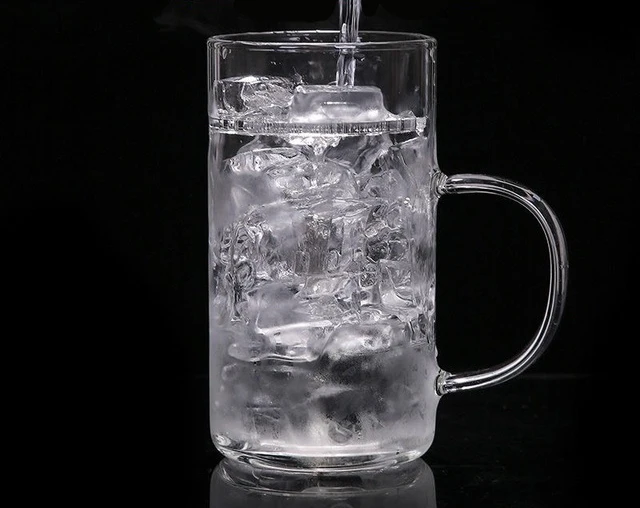 12oz Heat Proof Clear Teacup Hand Blown Heat Proof Drinking Cup Borosilicate Glass Tea Mug with Filter and Handle