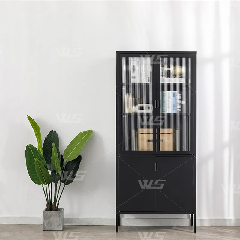 High Quality Durable Nordic Simple Style Household Furniture Metal Display Storage Cabinet Buffet Cabinet Four Doors