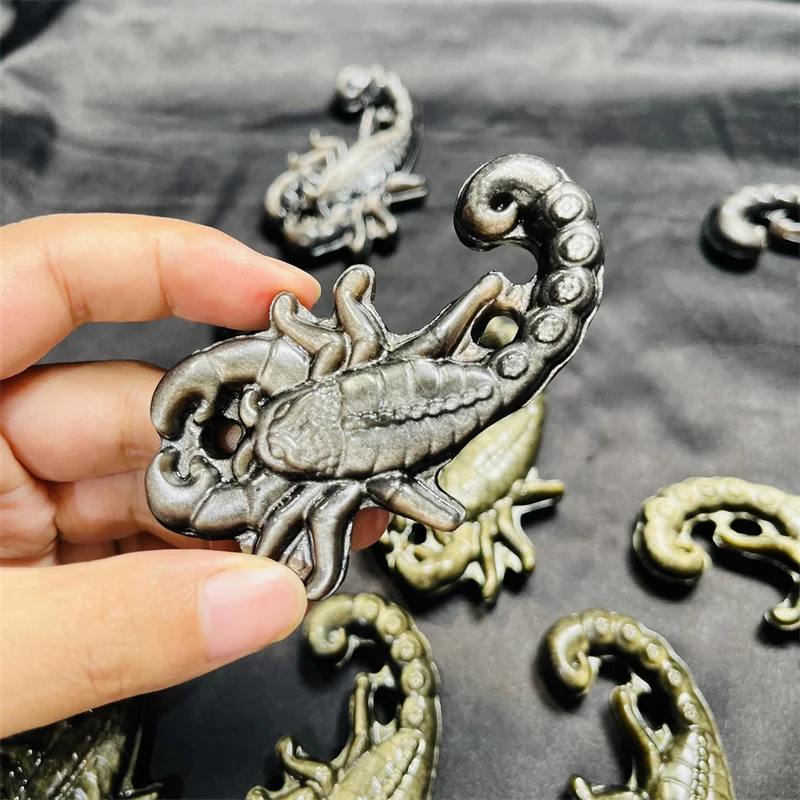 New Design Natural Crystal Crafts Obsidian Animal Statue Golden Obsidian Scorpion For Decoration