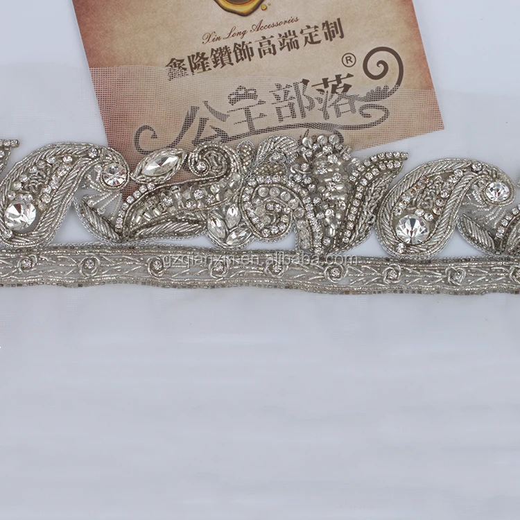 
Indian Embroidery Rhinestone Trim Design By The Yard 