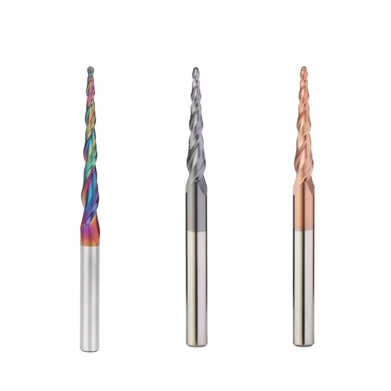 CNC carbide 2 flute 3 flute taper ball nose end mill  2D 3D carving bit tapper ball nose end mill