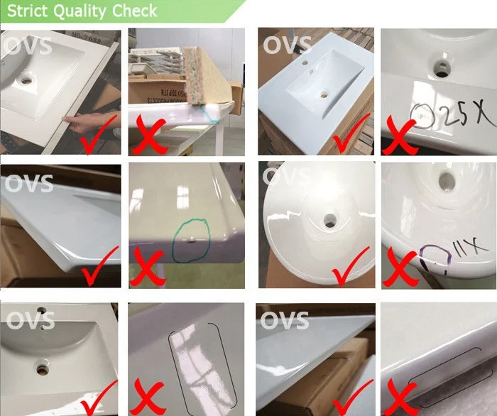 OVS cUPC North America Wholesale White Color Hotel Single Bowl Ceramic Washroom Kitchen Bathroom Cabinet With Sink