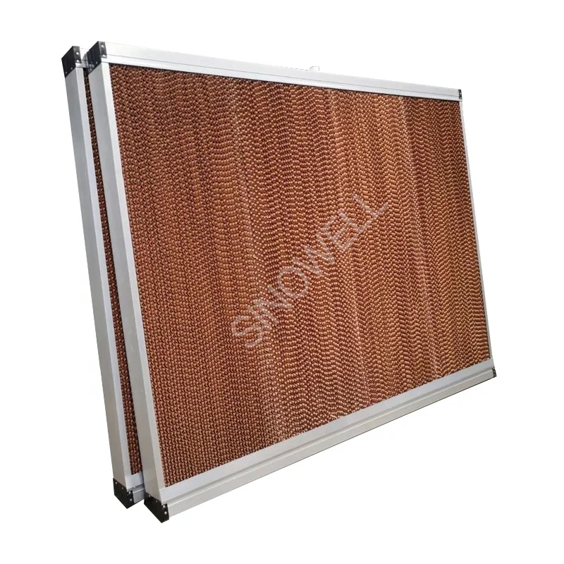 SW Greenhouse and Poultry Farm Cellulose Evaporative Cooling Pad Honey Comb Wet Curtain Cooling Pad wall With Aluminum Frame