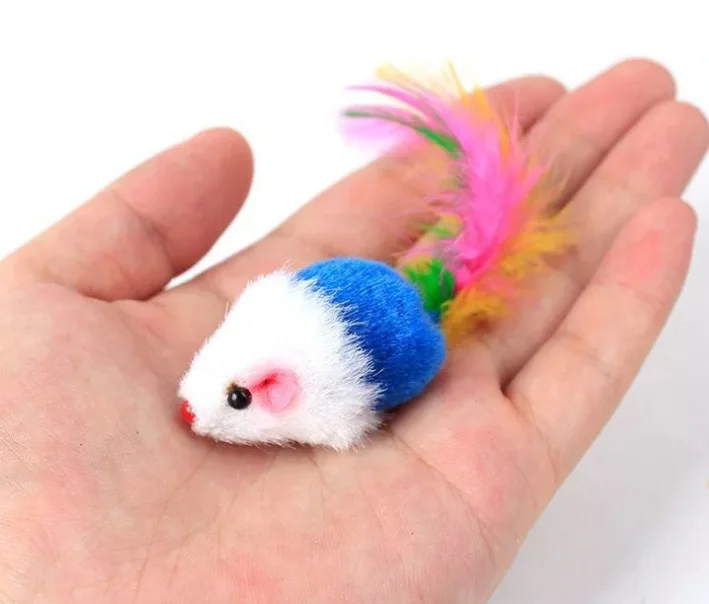 Оптовая продажа, плюшевая игрушка в форме мыши, пера, кота