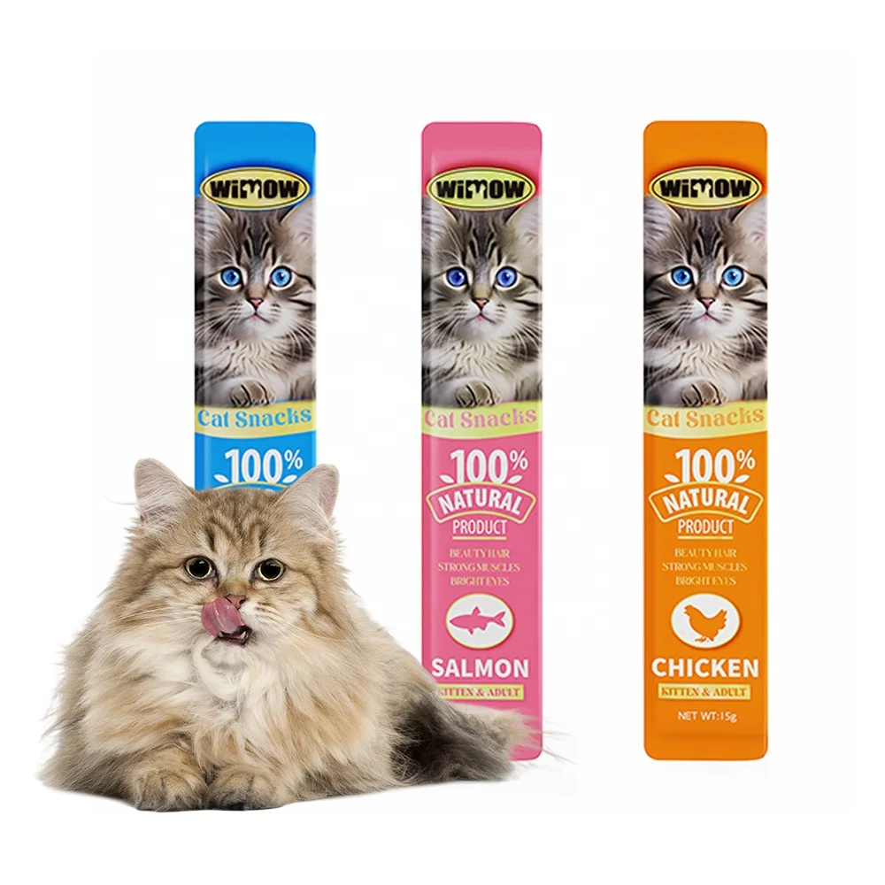wimow Creamy  cheap 15g chicken tuna salmon liquid strips cat lick treats snacks wet cat food