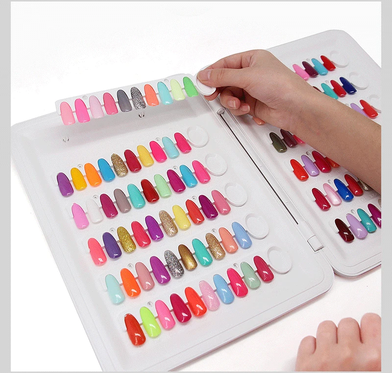 Plastic gel polish sample swatch false tips color album nail art display book color chart nails