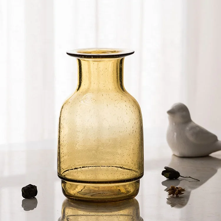 
Colourful Glass Transparent Vase Aquaculture Bottle Flower Glass Floor Vase Decoration 