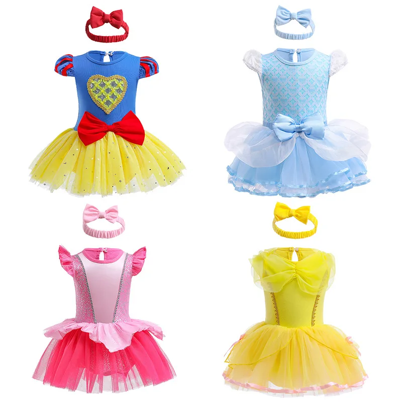 ins baby climbing clothes Europe and America foreign trade 2023 summer baby cartoon princess style short sleeve onesie
