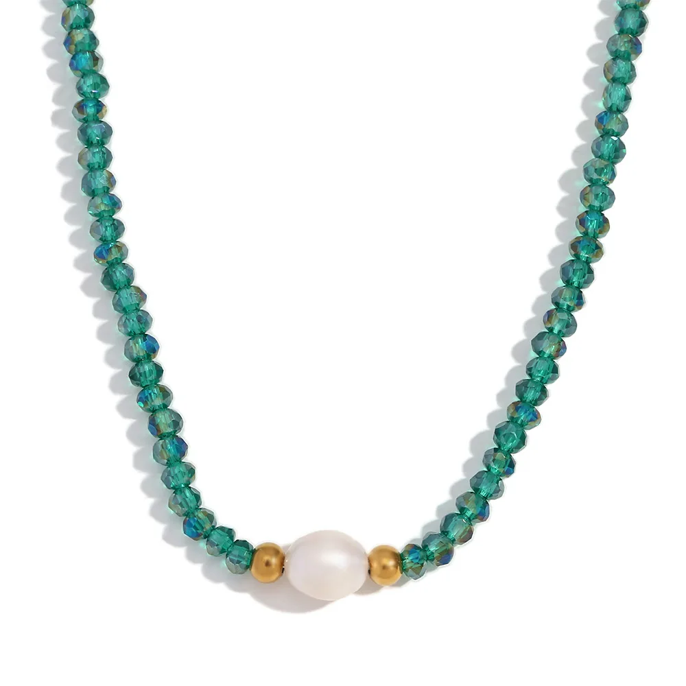 2024 Fashion Jewelry Waterproof 18K Pvd Gold Plated Stainless Steel Bead Pendant Freshwater Pearl Necklace