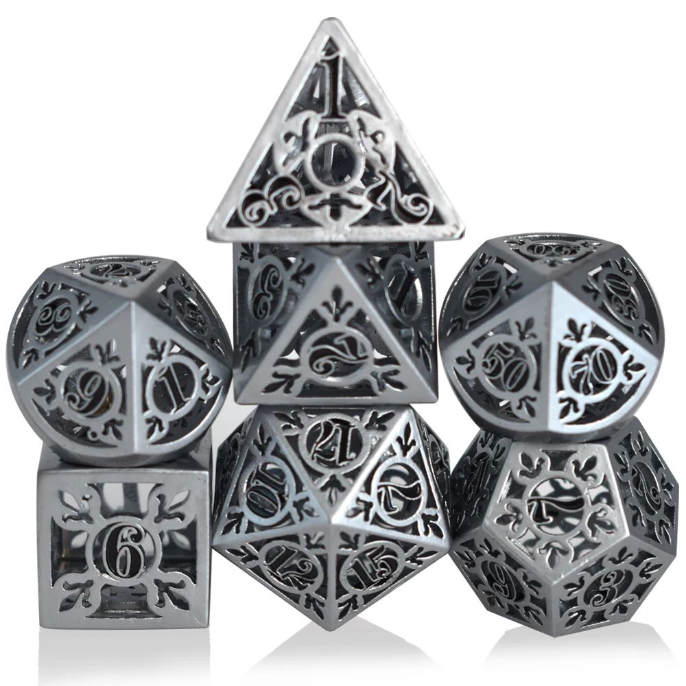 custom dnd dice polyhedral dice set dungeons and dragons hollow metal dice