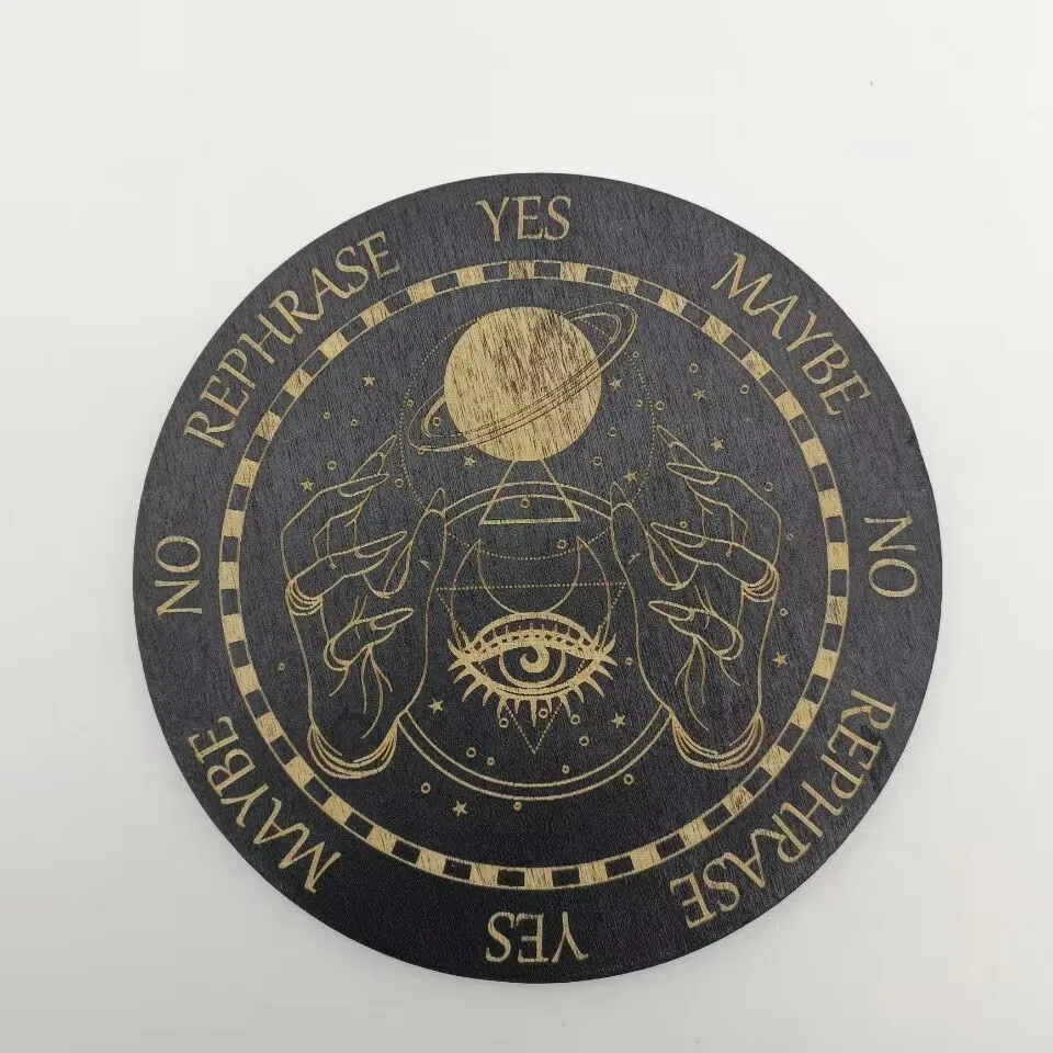 Divination Pendulum Board Moon Star Wood Plate Fatima Eye Mystery Meditation Mat Witchcraft Altar Home Decoration