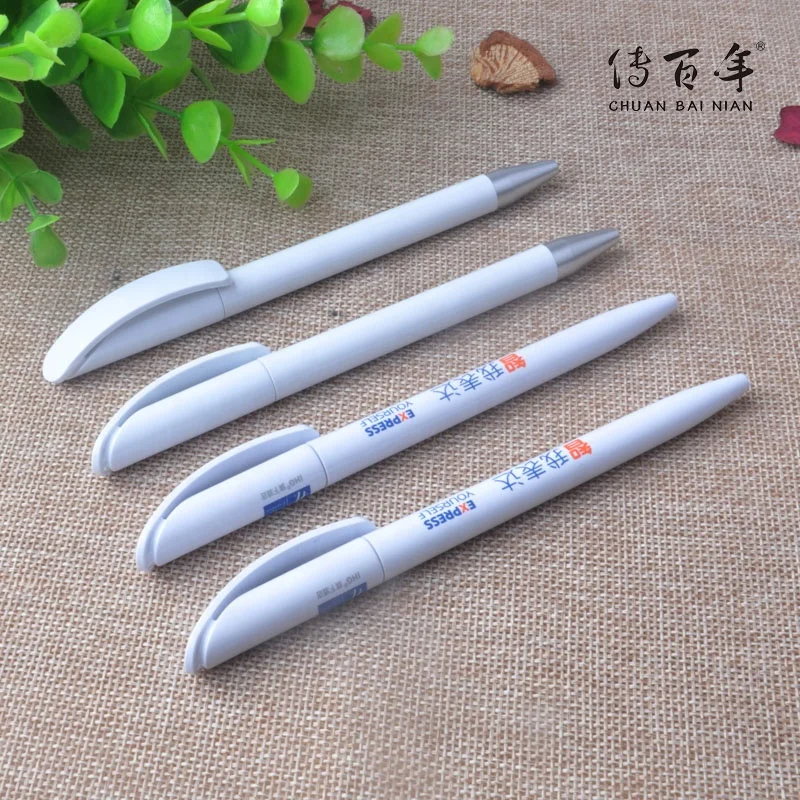 Высококачественная пластиковая белая шариковая ручка с пользовательским логотипом