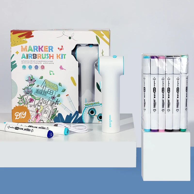 Tenwin 8900N-Lite Brand New Children Airbrush Water Based Paint Painting Rechargeable Air Spray Pen Set For Student Kids