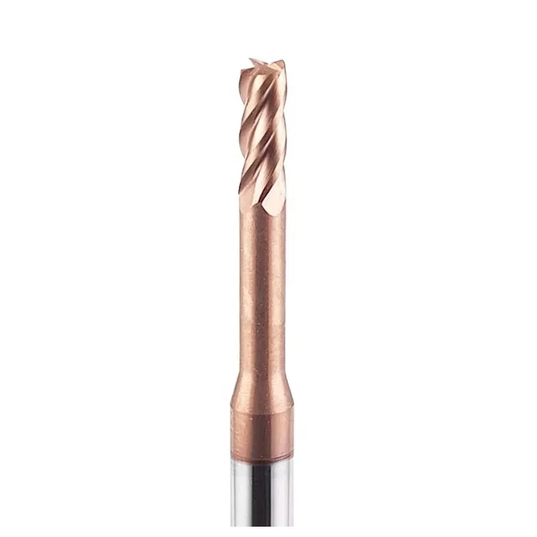 China Hot sale custom Metal Milling Cutter micro Router Bits Square End Mill HRC 45/55/60/70 2 flute Long Neck Square Endmill