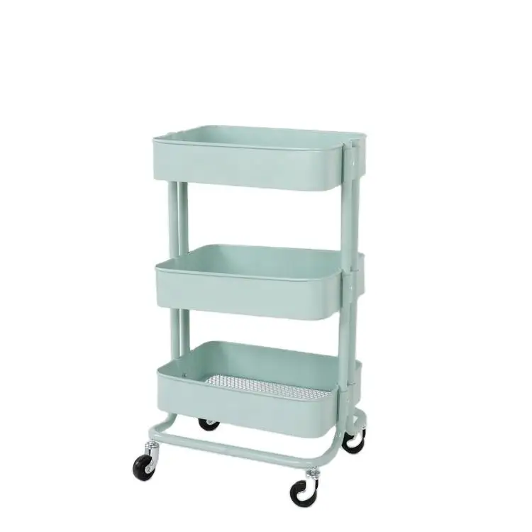 Bathroom  Kitchen Storage Utility Cart Rolling Trolley with mesh basket