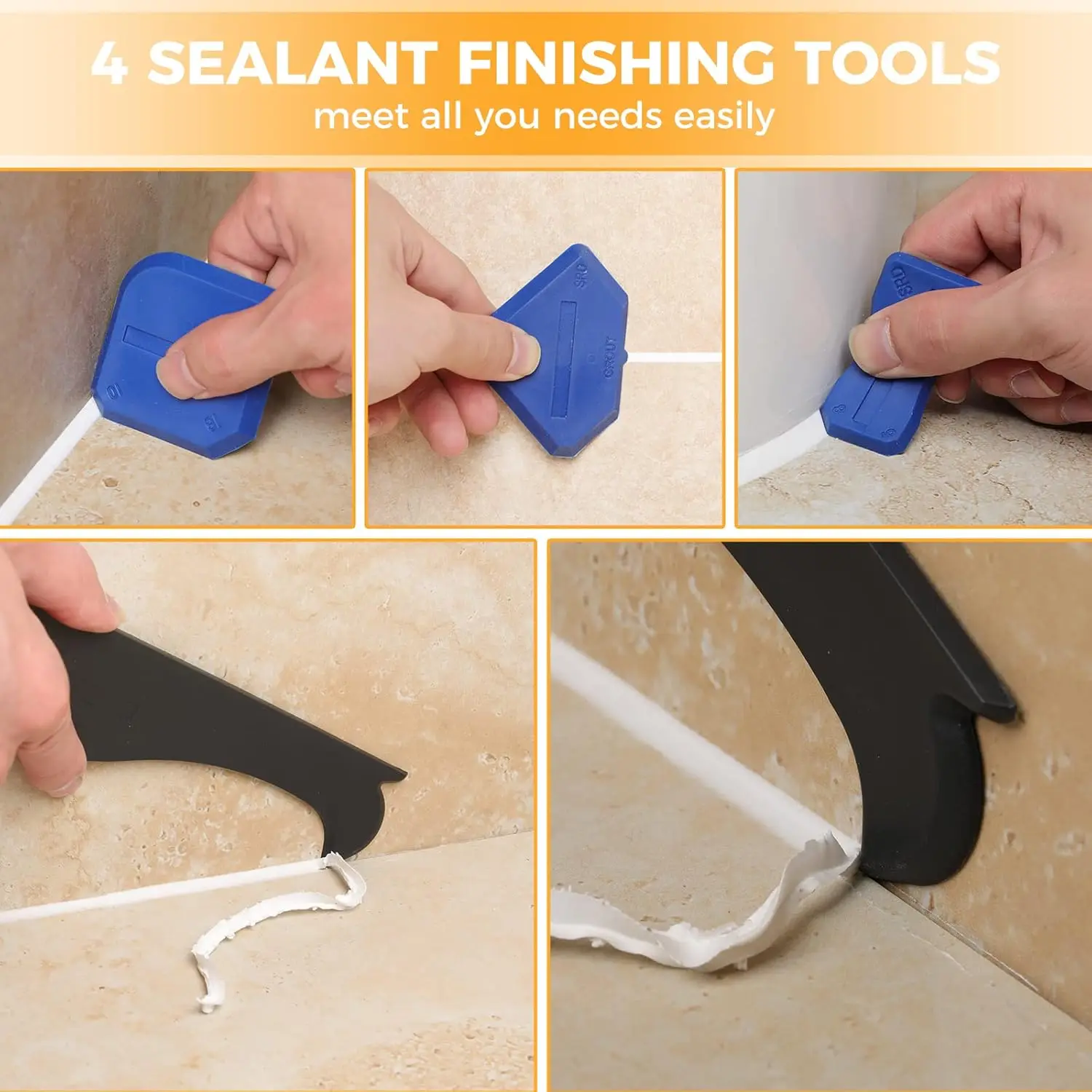 Peaktop  3 in 1 Sealant Finishing Tool  Silicone Caulking Tools