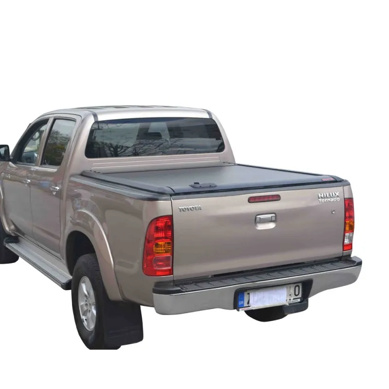 4x4 pickup truck roller lid shutters in black matt color for hilux Vigo with lock and led light trunk top cover hard canopy