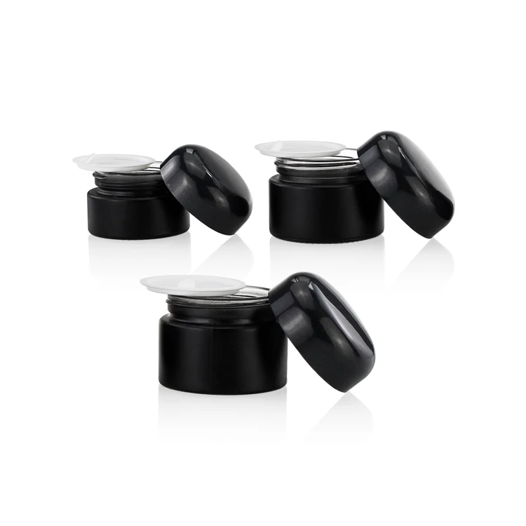 Empty Cosmetic Packaging 15ml 30ml 50ml Black Glass Cosmetic Cream Jar In Stock