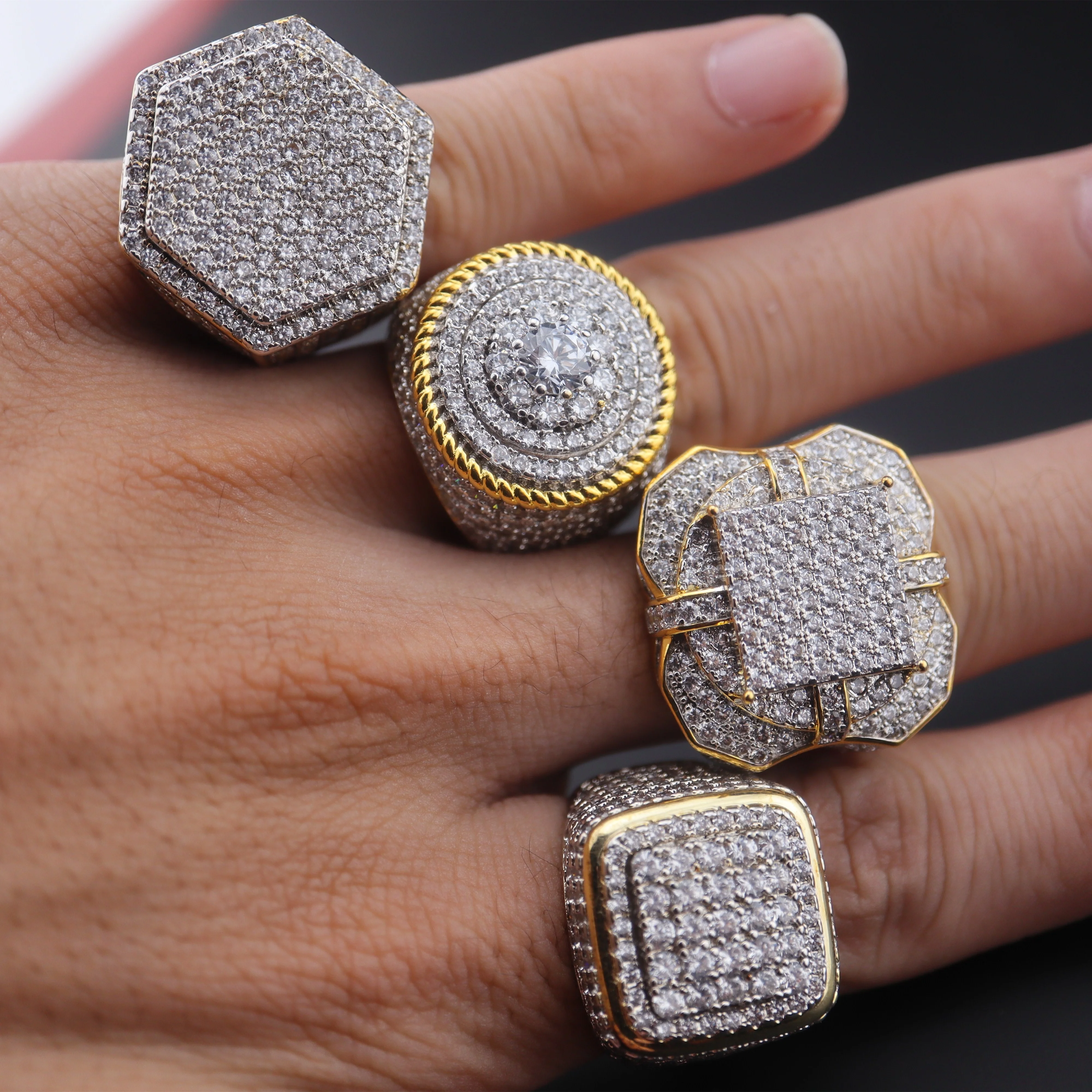 
925 sterling silver cubic zirconia micro pave fashion hip hop ring 