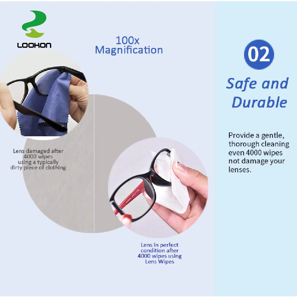 Lookon OEM бесплатный образец 200 карат салфетки для чистки линз очистки экрана влажные частная